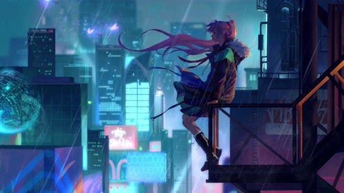 by myself again girl rain 4k live wallpaper
