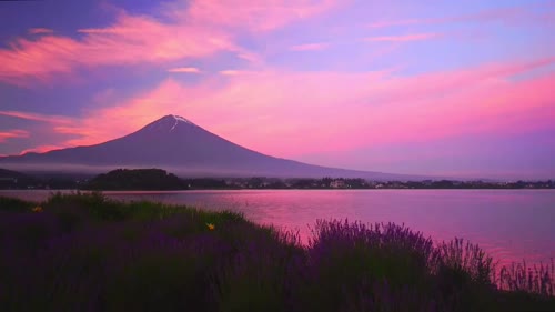 晚霞 山