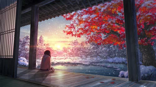 房间 女孩 下雪