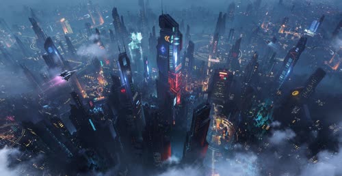 下雨赛博城市-头号玩家社
